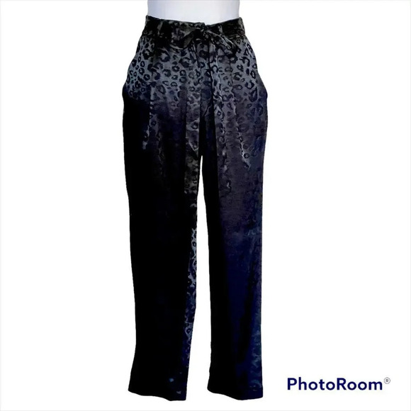 Mi Ami Andey Animal Print Black Silk Joggers STYLE#WS30234 Small - Picture 2 of 16